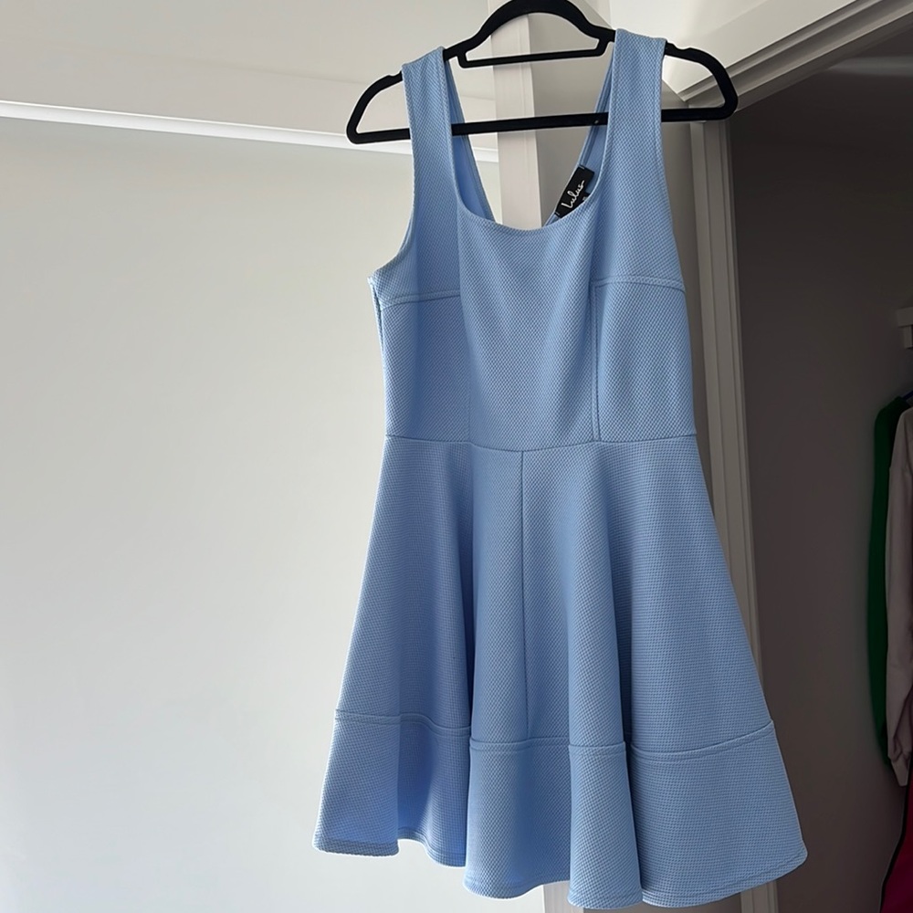 Lulu's Light Blue Sleeveless Fit-and-Flare Dress